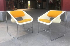 Pop Modernist Fiberglass and Chrome "Lotus" Chairs, Paul Boulva for Artopex