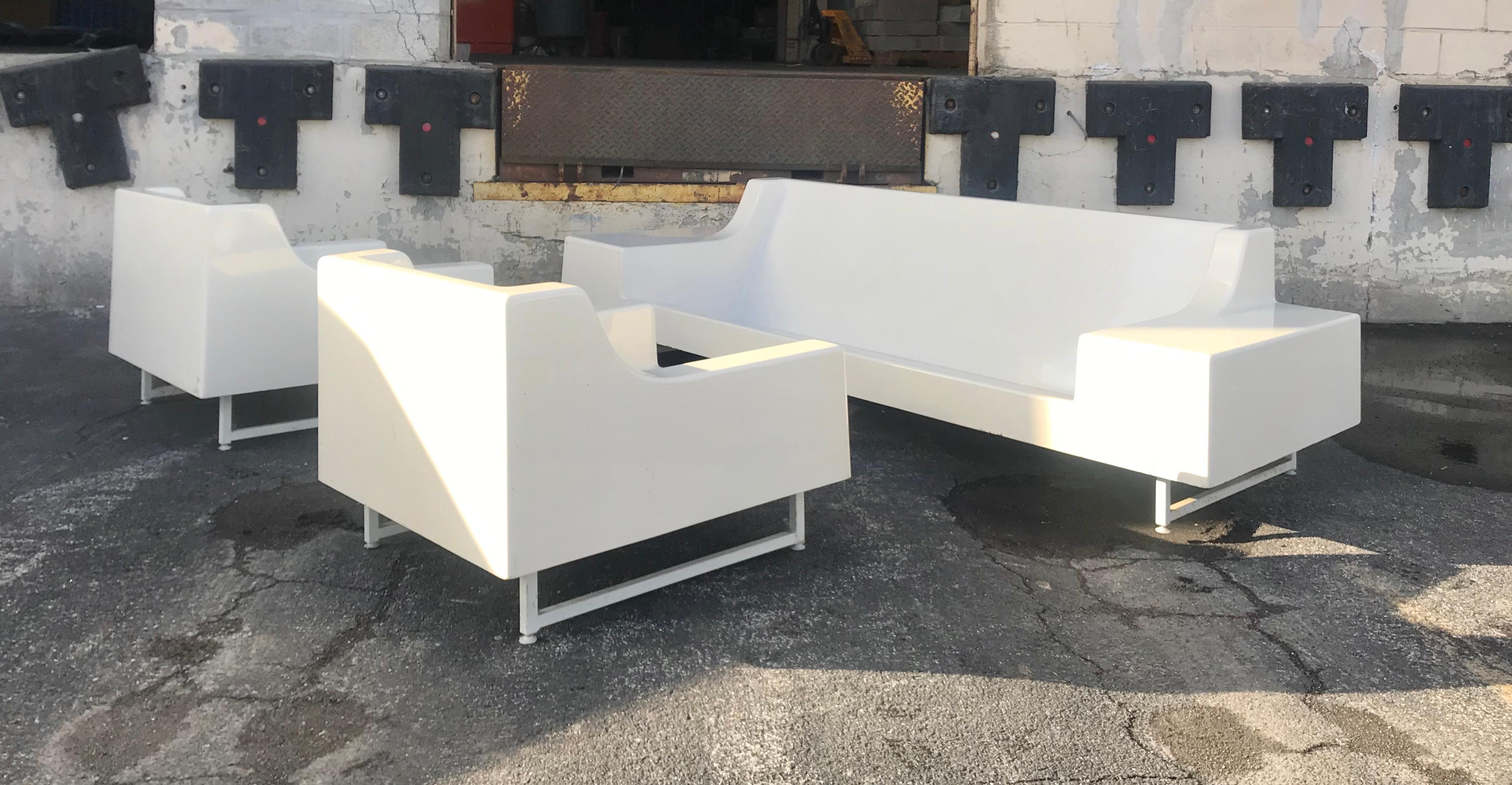 Metal Pop Modernist /Space Age Fiberglass Living Room Set, Indoor Outdoor, Steelcase