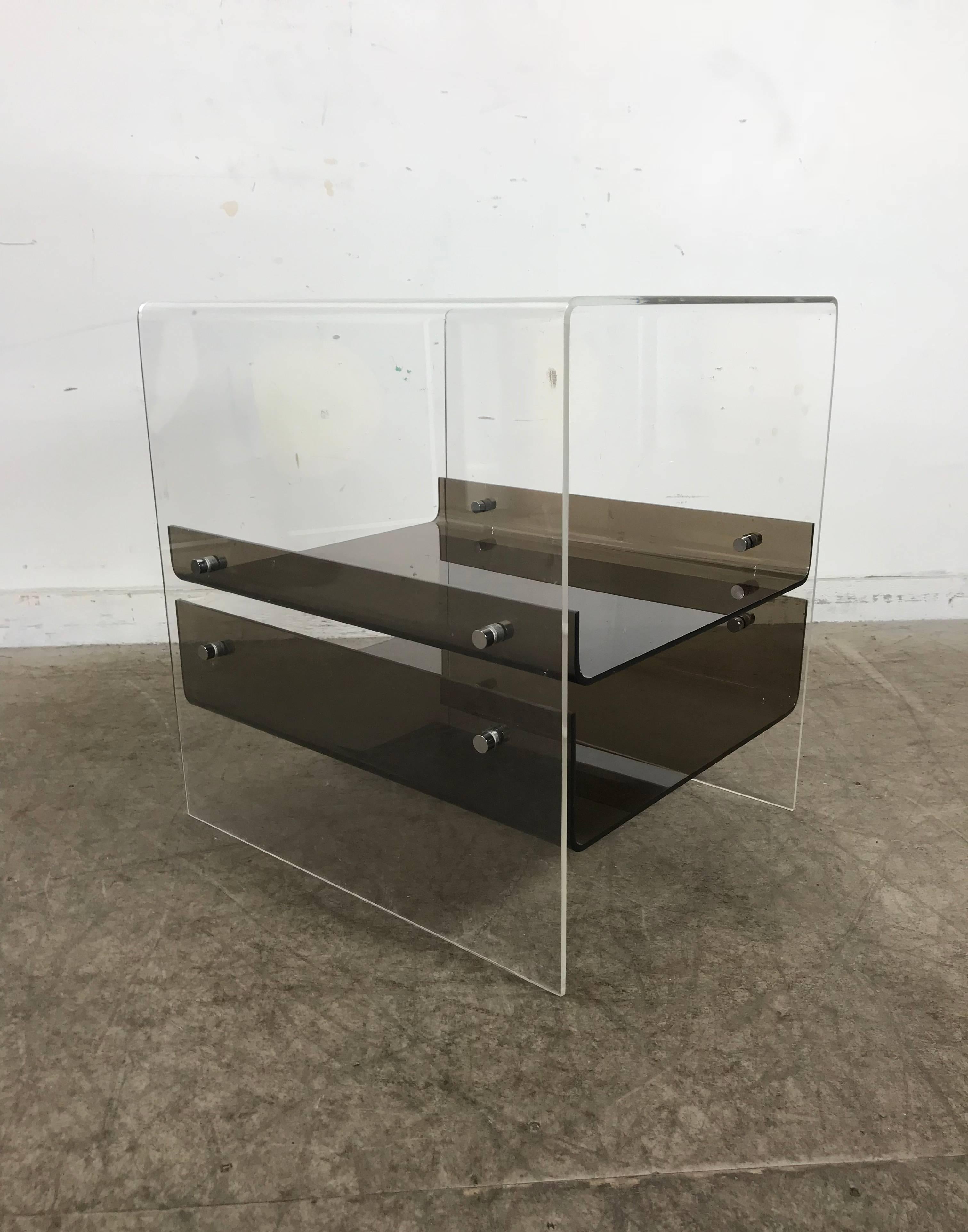 Chrome Pop Modernist, Space Age Lucite and Acrylic Table Attributed to Neal Small