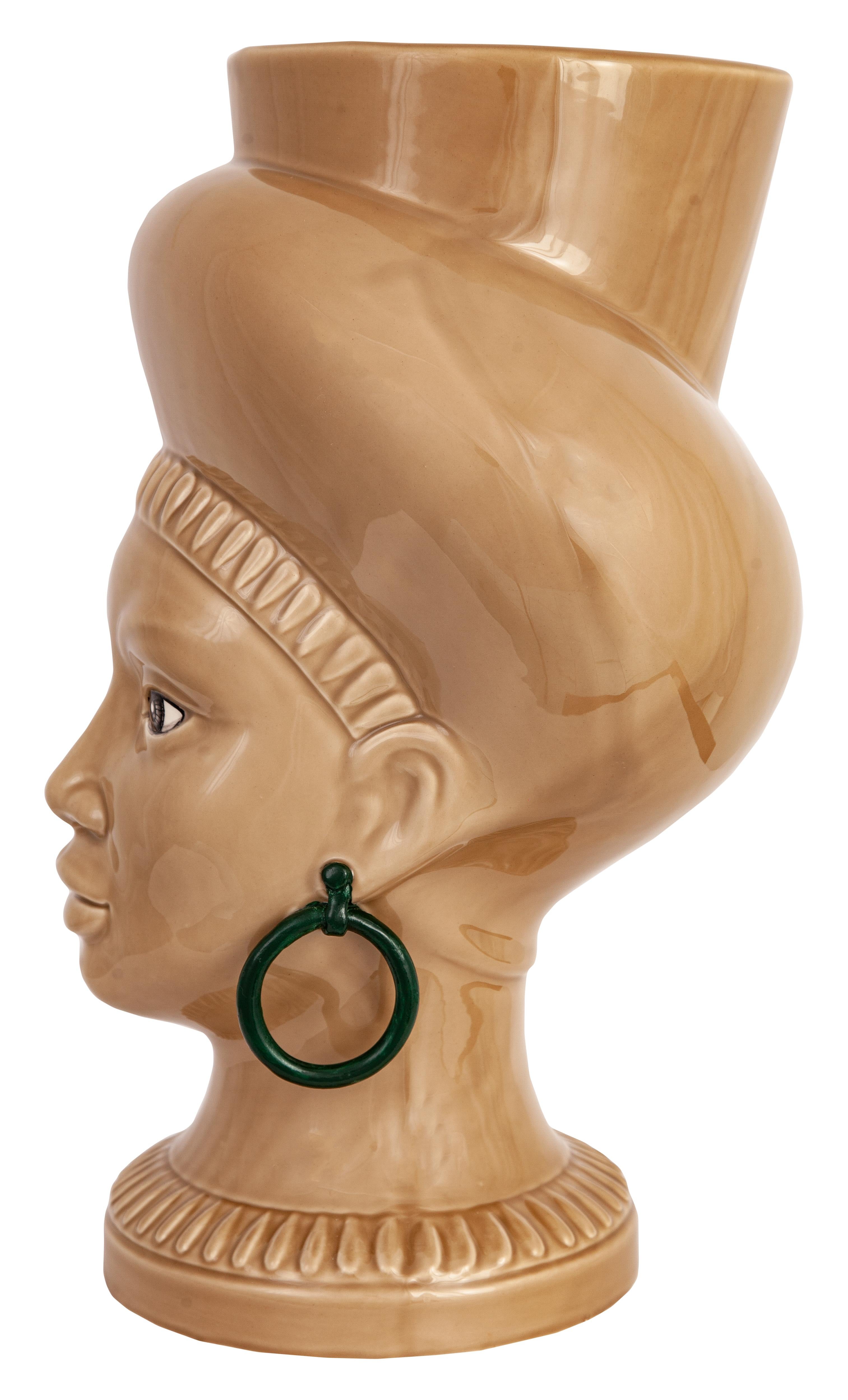 POP Moorish Head, Handmade in Sicily, Vase, Size L, Choose Your Color In New Condition For Sale In San Miniato PI, IT