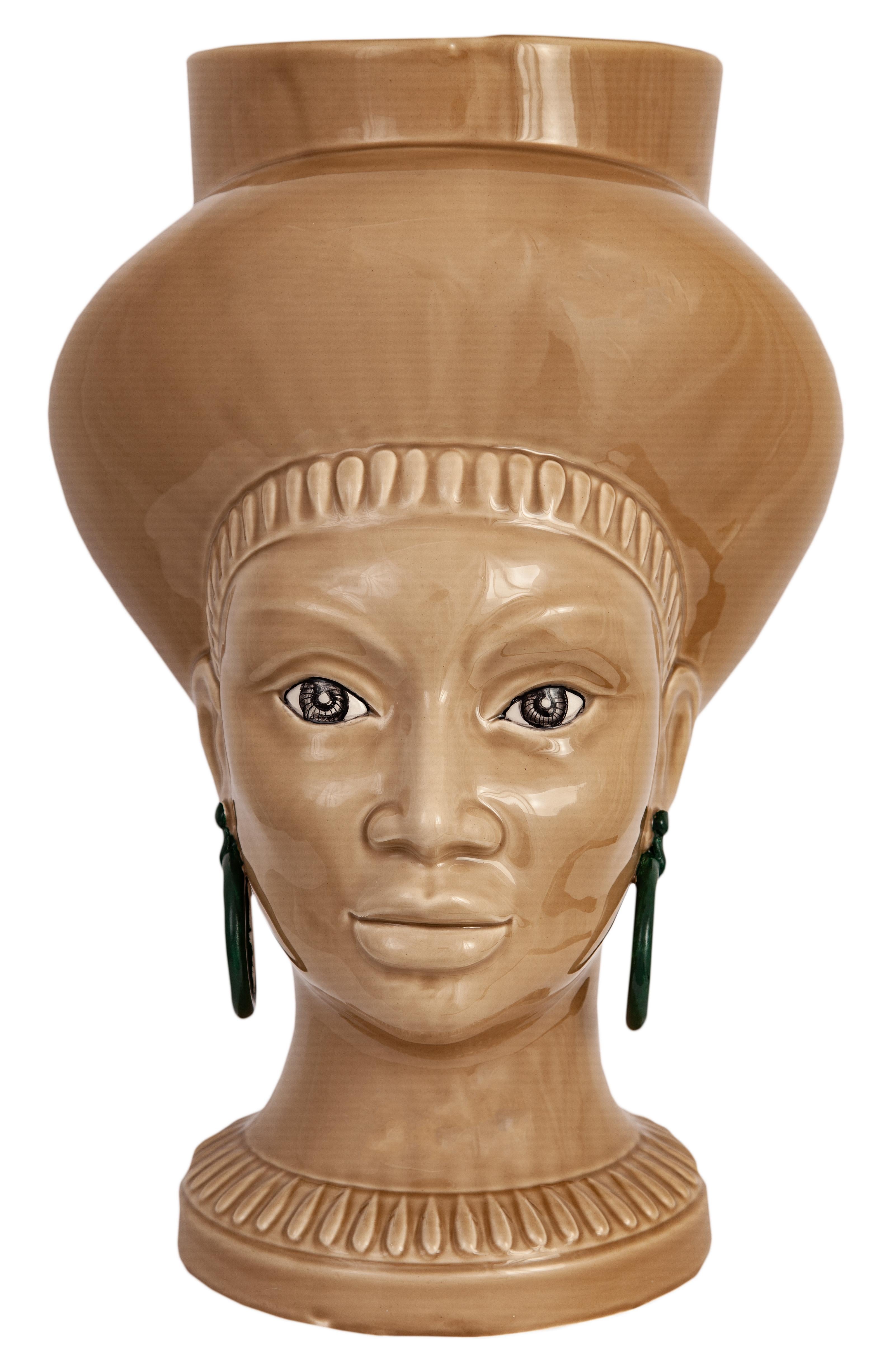 Contemporary POP Moorish Head, Handmade in Sicily, Vase, Size L, Choose Your Color For Sale