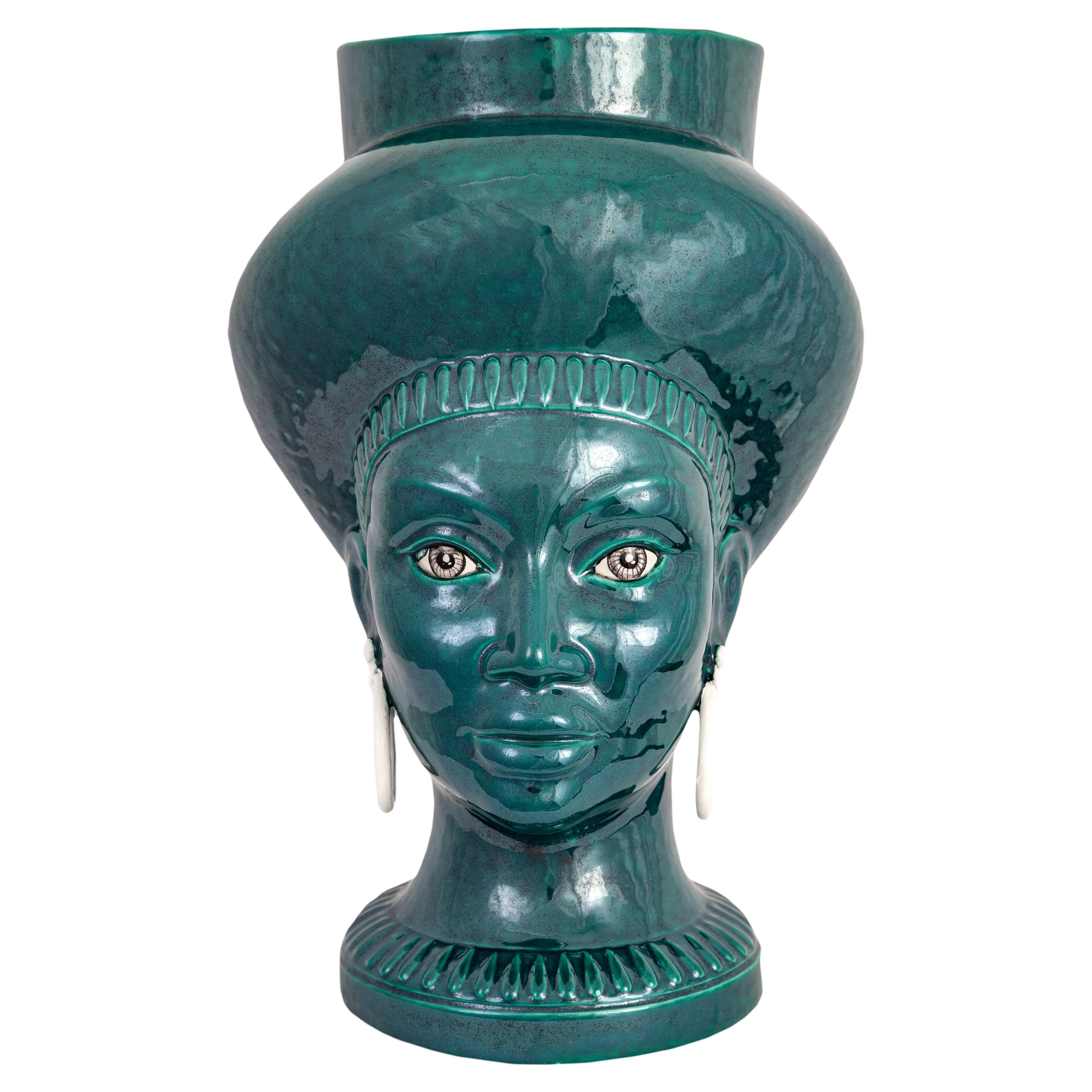 POP Moorish Head, Handmade in Sicily, Vase, Size L, Choose Your Color For Sale