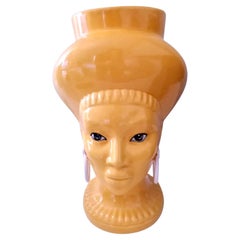 Pop Moorish Head, Handmade in Sicily, Vase, Size M, Yellow