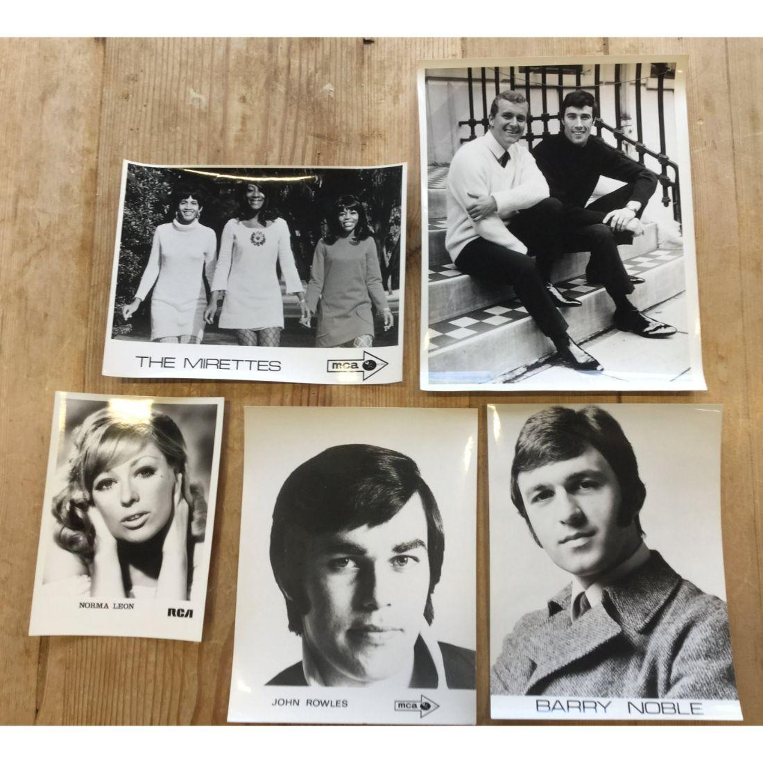 A superb collection of 60+ press and publicity photographs of pop stars from the 1960s and 1970s
Black and white. Mostly 10 x 8 inches.

Many include the photo agency’s stamp on the reverse, as well as a slip of typed explanatory text affixed to the