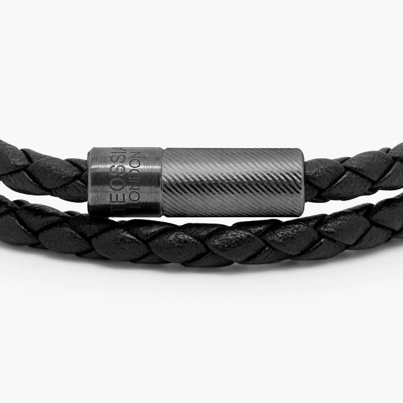 Pop Rigato Bracelet in Double Wrap Italian Black Leather with Black Rhodium Plated Sterling Silver, Size M

The ultimate, everyday wear bracelet combines black Italian leather, double wrapped into an engraved black rhodium plated, sterling silver