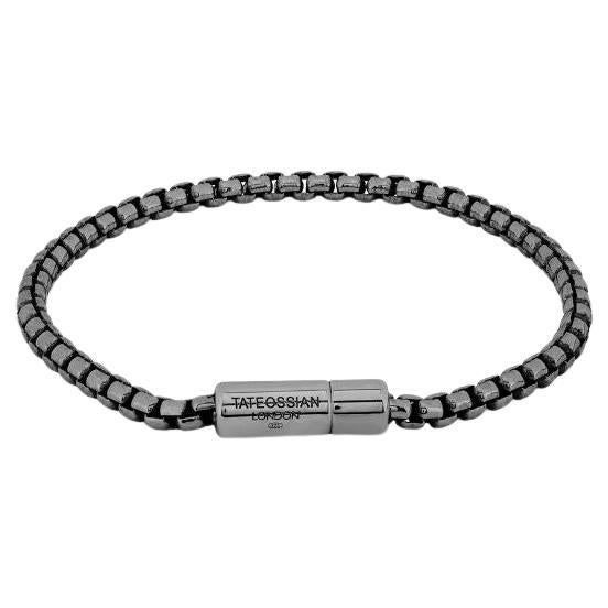 Elegantes Pop-Armband aus schwarz Rhodium-Platin-Sterlingsilber, Größe S im Angebot