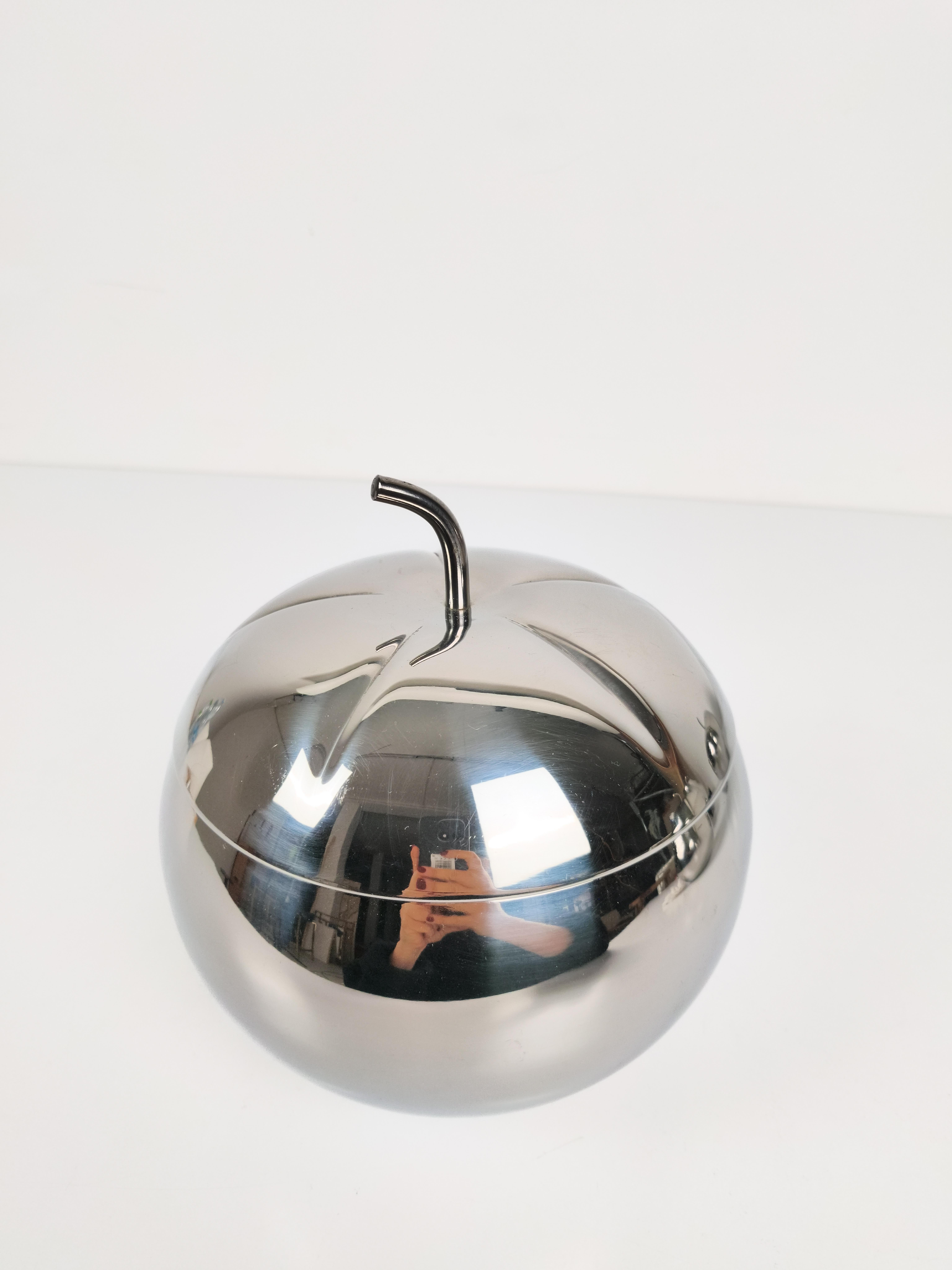 Pop Stainless Steel Apple Box / Ice Bucket in the Style of Sottsass, 70s, Italy For Sale