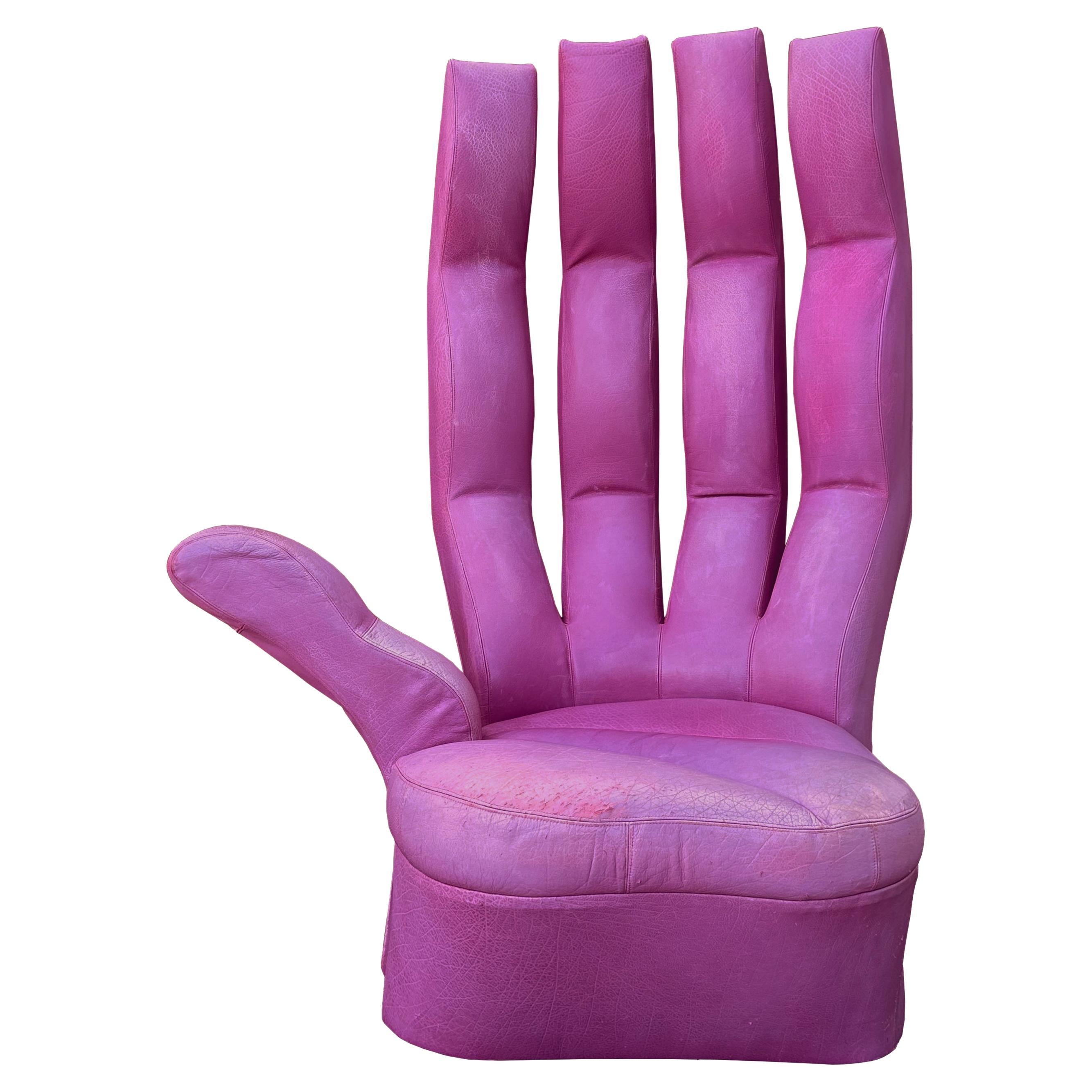 Pop Surrealist Monumental Purple Leather Hand Chair