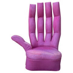 Retro Pop Surrealist Monumental Purple Leather Hand Chair