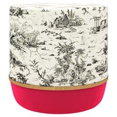 Rosa und weißer Pop Toile-de-Jouy-Hocker