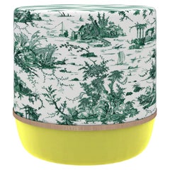 Pop Toile-de-Jouy Yellow and Green Pouf