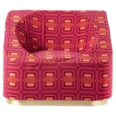 Pop-Up Lightweight Original Vintage Fabric Lounge Armchair with Removable Pouf