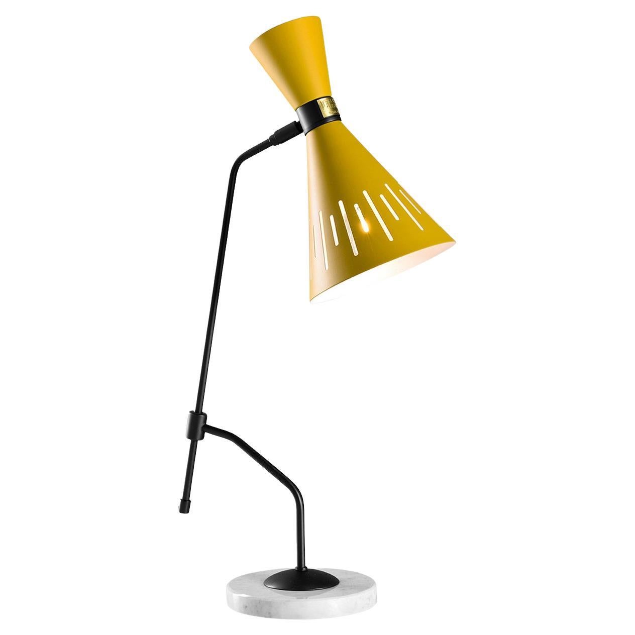 Pop-Tischlampe aus gelber und dunkler Bronze