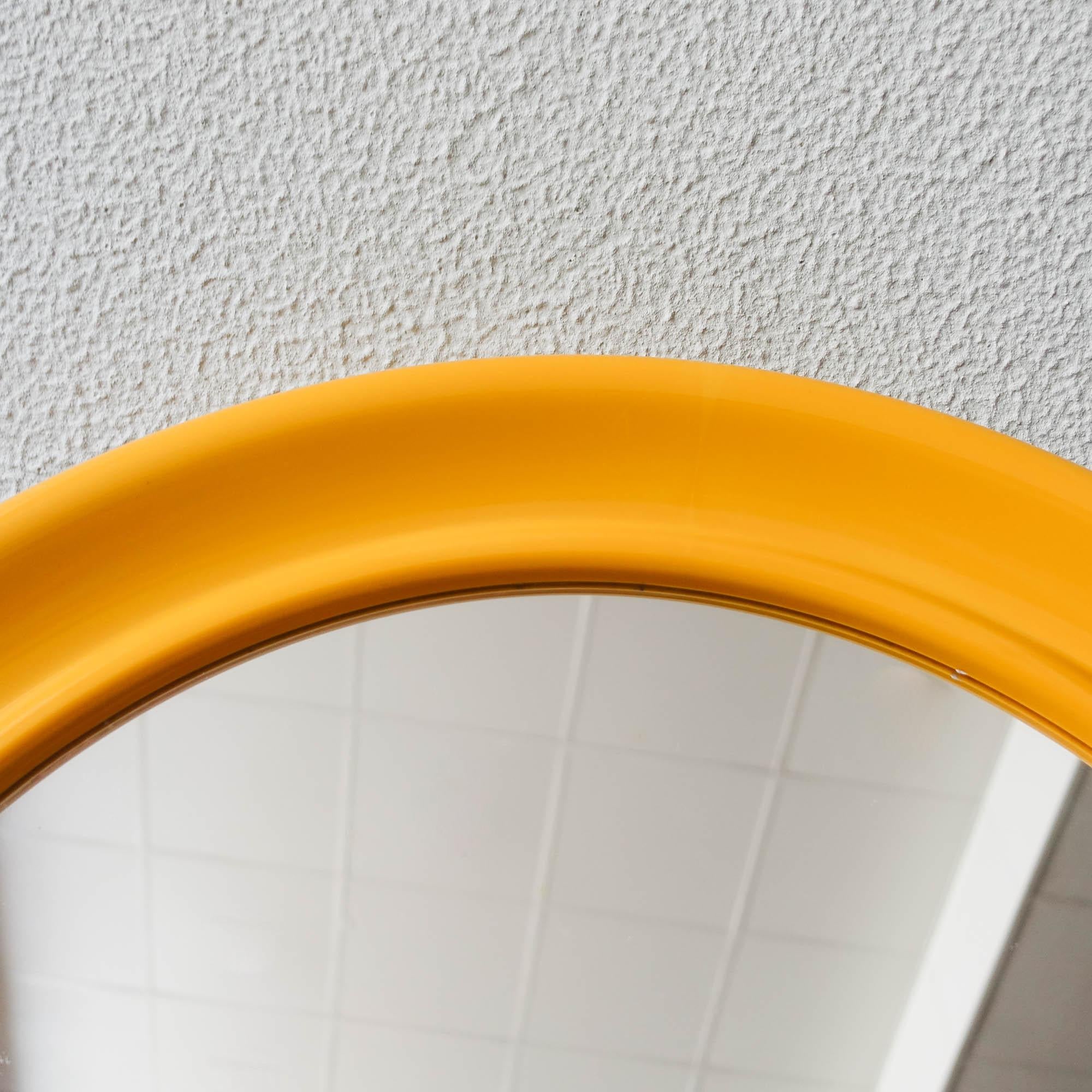 Space Age Pop Yellow Round Wall Mirror, 1970s