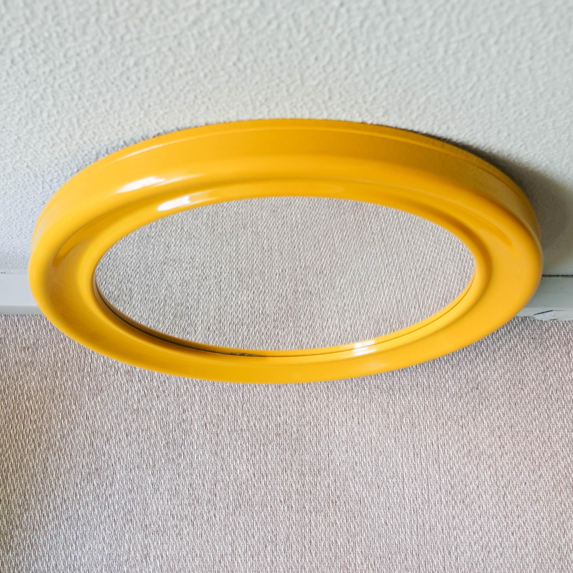 Pop Yellow Round Wall Mirror, 1970s 2