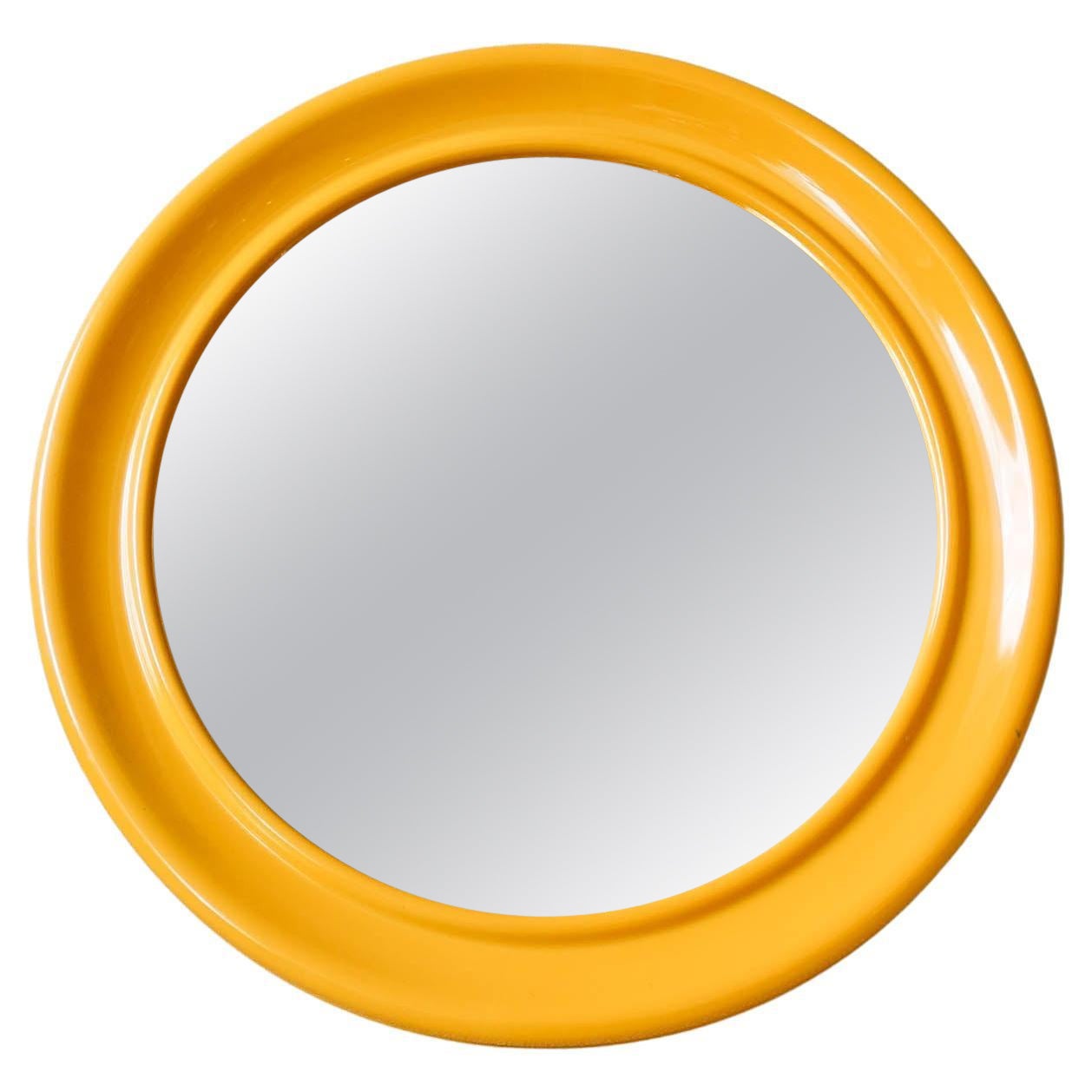 Pop Yellow Round Wall Mirror, 1970s
