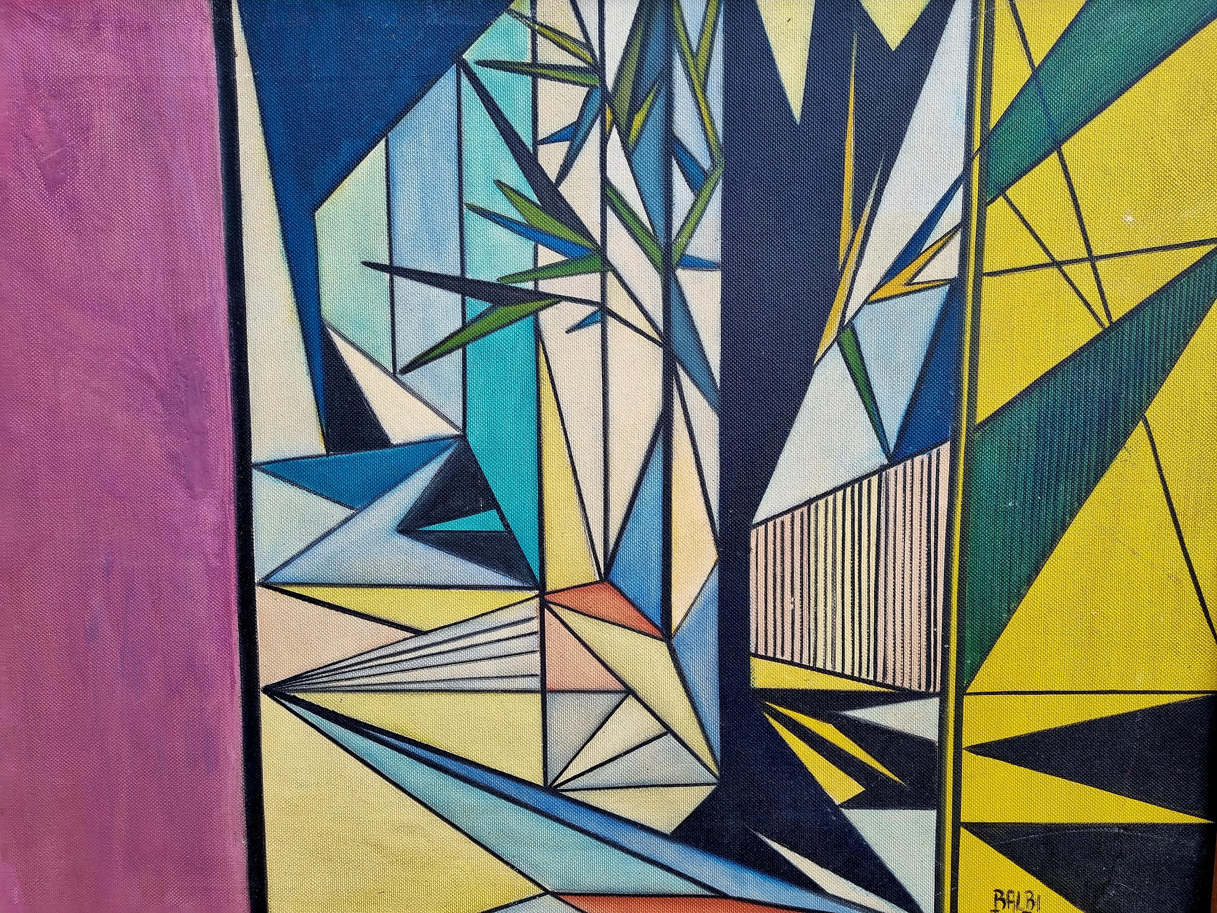 PopArt Italienische Malerei. Öl auf Holz, signiert Domenico Balbi, Italien 70er Jahre im Angebot 5