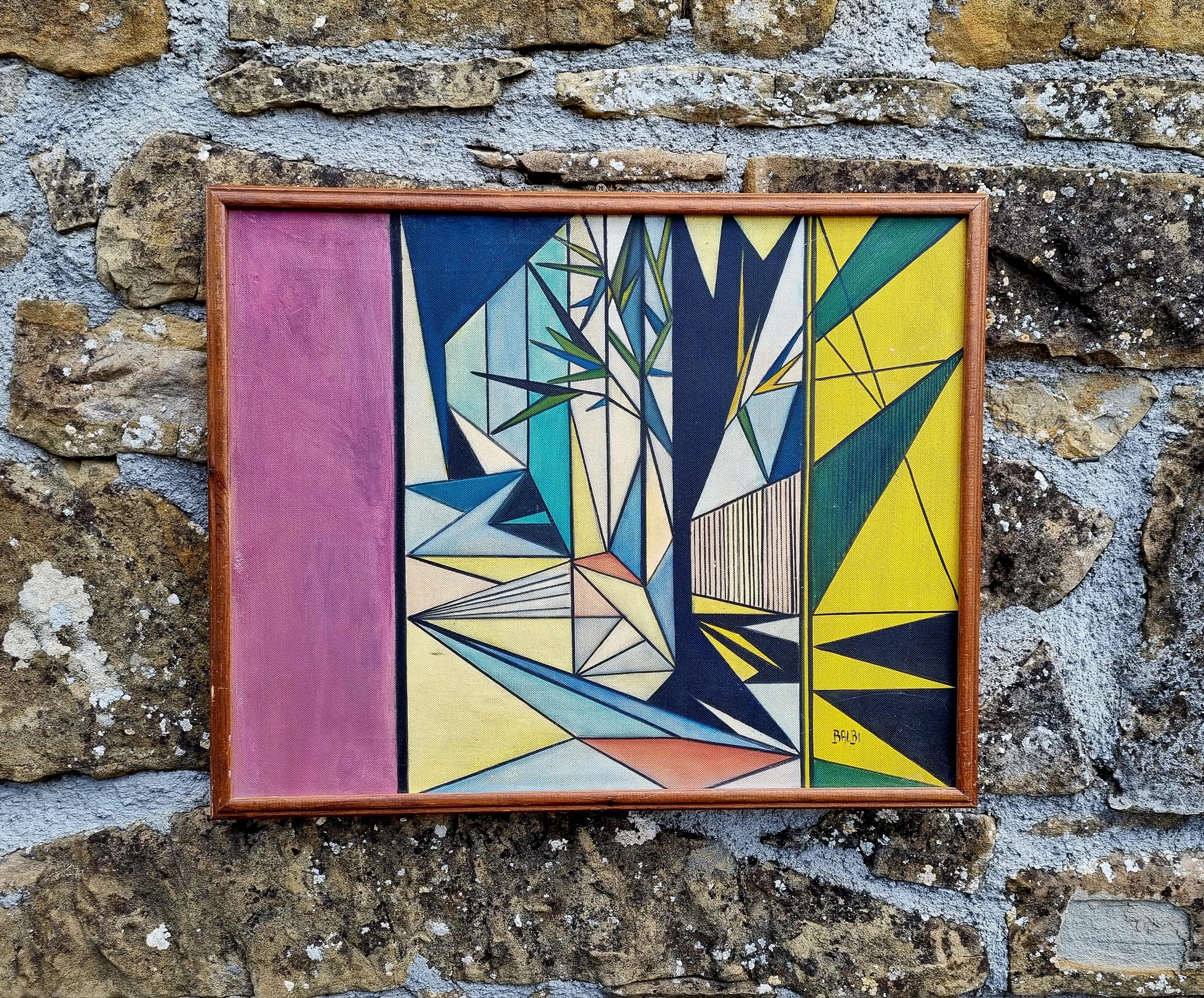 Italienische Popart-Malerei
Öl auf Holz
Signiert Balbi (Domenico Balbi ist ein italienischer Maler)