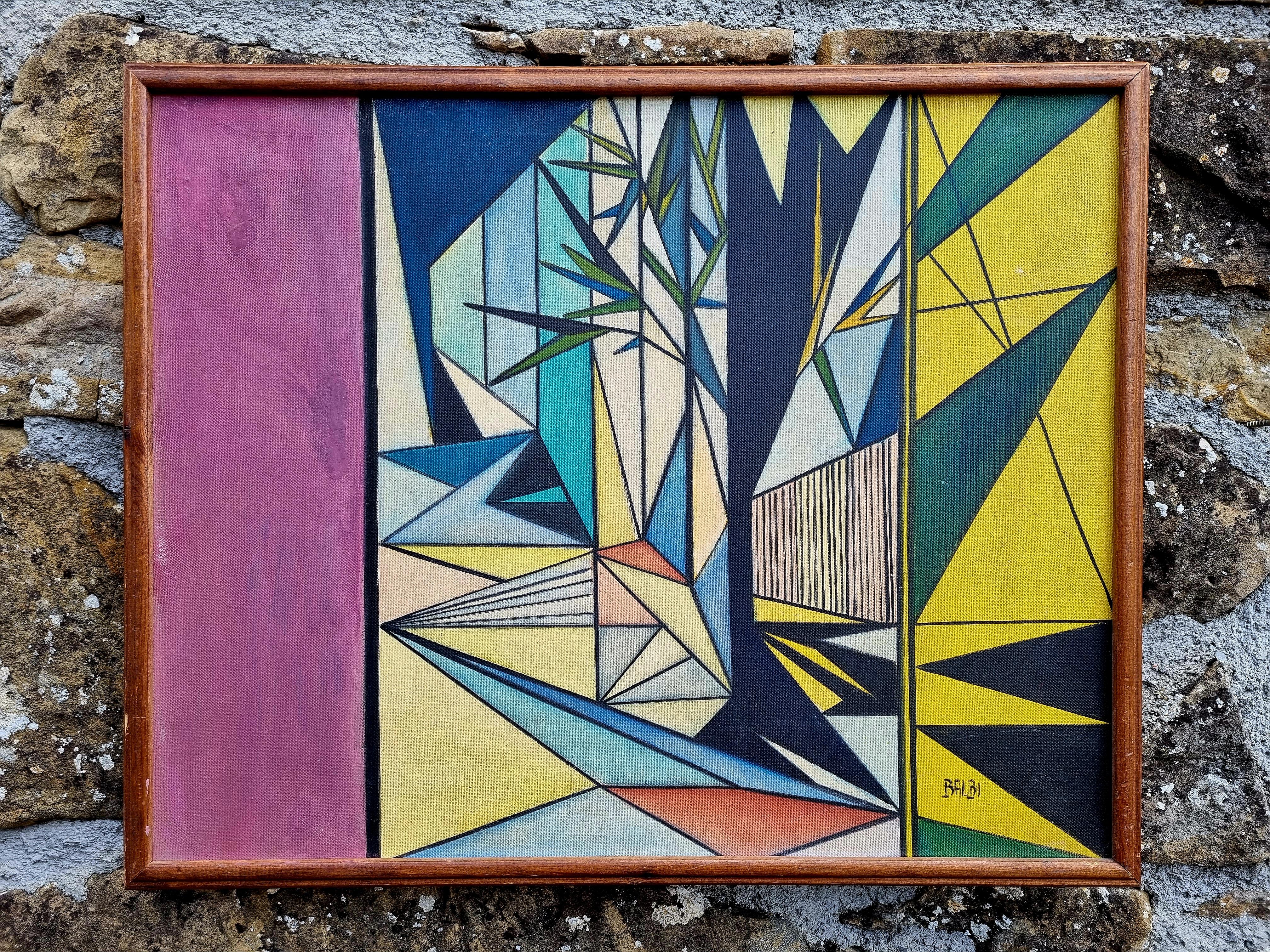 PopArt Italienische Malerei. Öl auf Holz, signiert Domenico Balbi, Italien 70er Jahre im Angebot 2