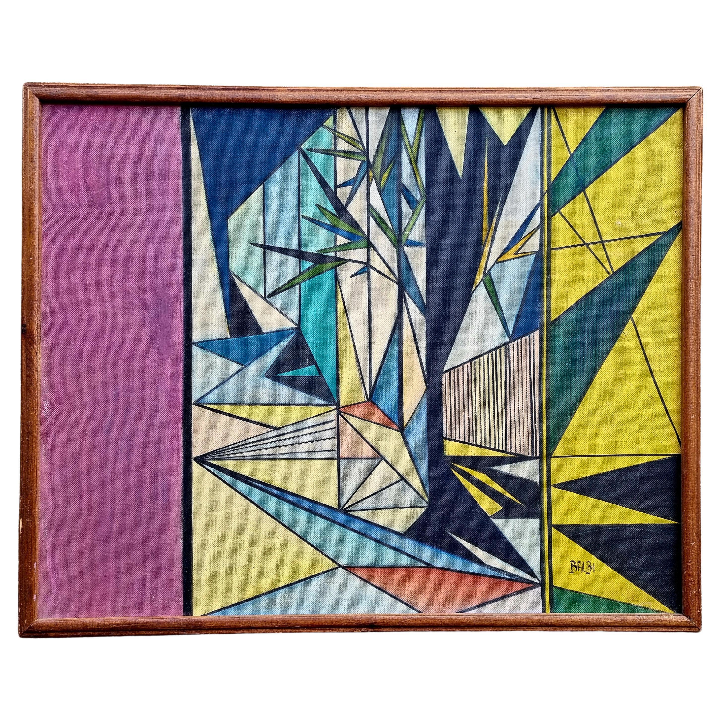 PopArt Italienische Malerei. Öl auf Holz, signiert Domenico Balbi, Italien 70er Jahre im Angebot