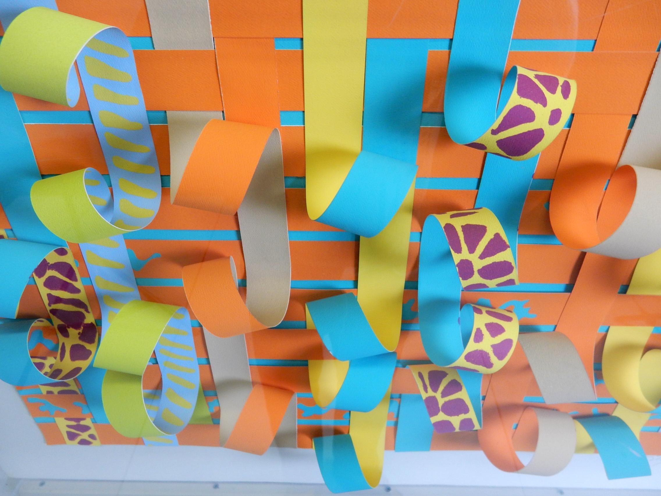 Post-Modern Popart Postmodern Greg Copeland 3-D Woven Paper Assemblage Wall Sculpture Trio