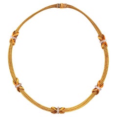Popcorn Gold and Diamond 16" Necklace 18K Gold Chain 37.5g & 1.5 Carat Diamonds