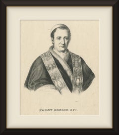 Pope Gregory XVI, Head of the Catholic Church, Antique Lithograph, circa 1840