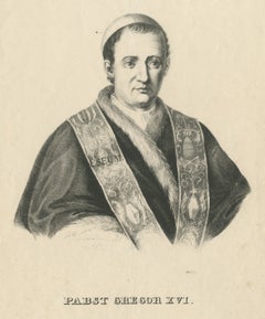 Pope Gregory XVI, Head of the Catholic Church, Antique Lithograph, circa 1840
