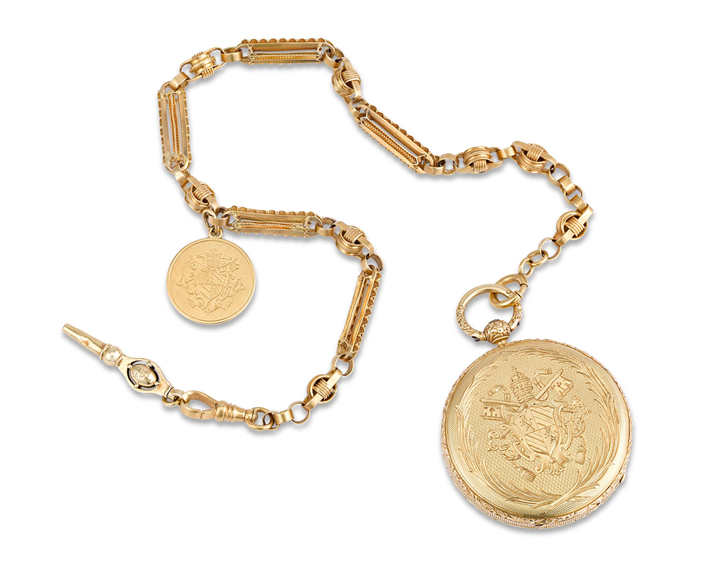 Aesthetic Movement Pope Pius IX Gold Pocket Watch by Aucoc