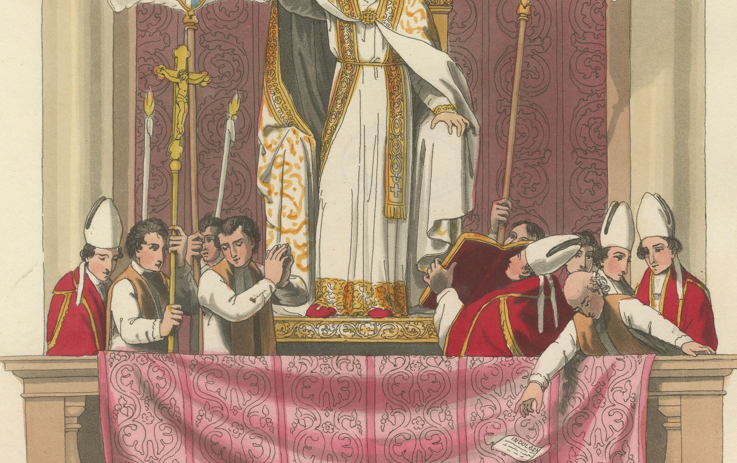 Papa Pio VII che impartisce la sua benedizione dal balcone di San Pietro, 1819

Questa straordinaria incisione colorata a mano cattura un momento cerimonioso della vita papale dell'inizio del XIX secolo: 