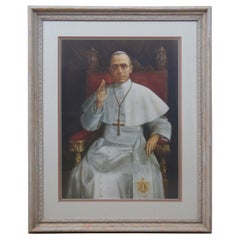 Pope Pius XII Framed Lithograph Print Papal Catholic Benediction Portrait
