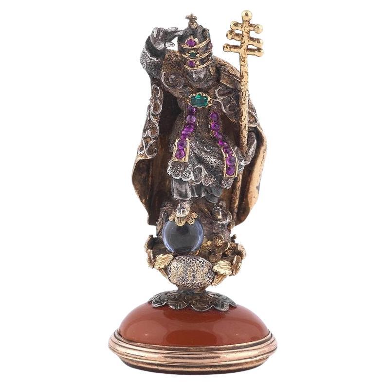 Pope St. Gregory The Great Seal Crystal Ruby Rock Emerald Gold For Sale