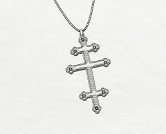 Cross Pope's Cross Pendant Necklace 18Kt White Gold with Pave Diamonds GMCKS