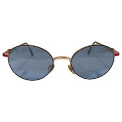 Vintage Popeye blue lens gold and red sunglasses