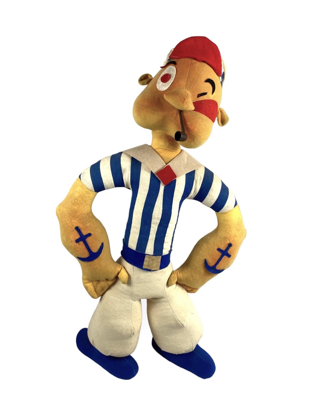 Popeye rare cloth rag doll, 1950s In Good Condition For Sale In Firenze, IT