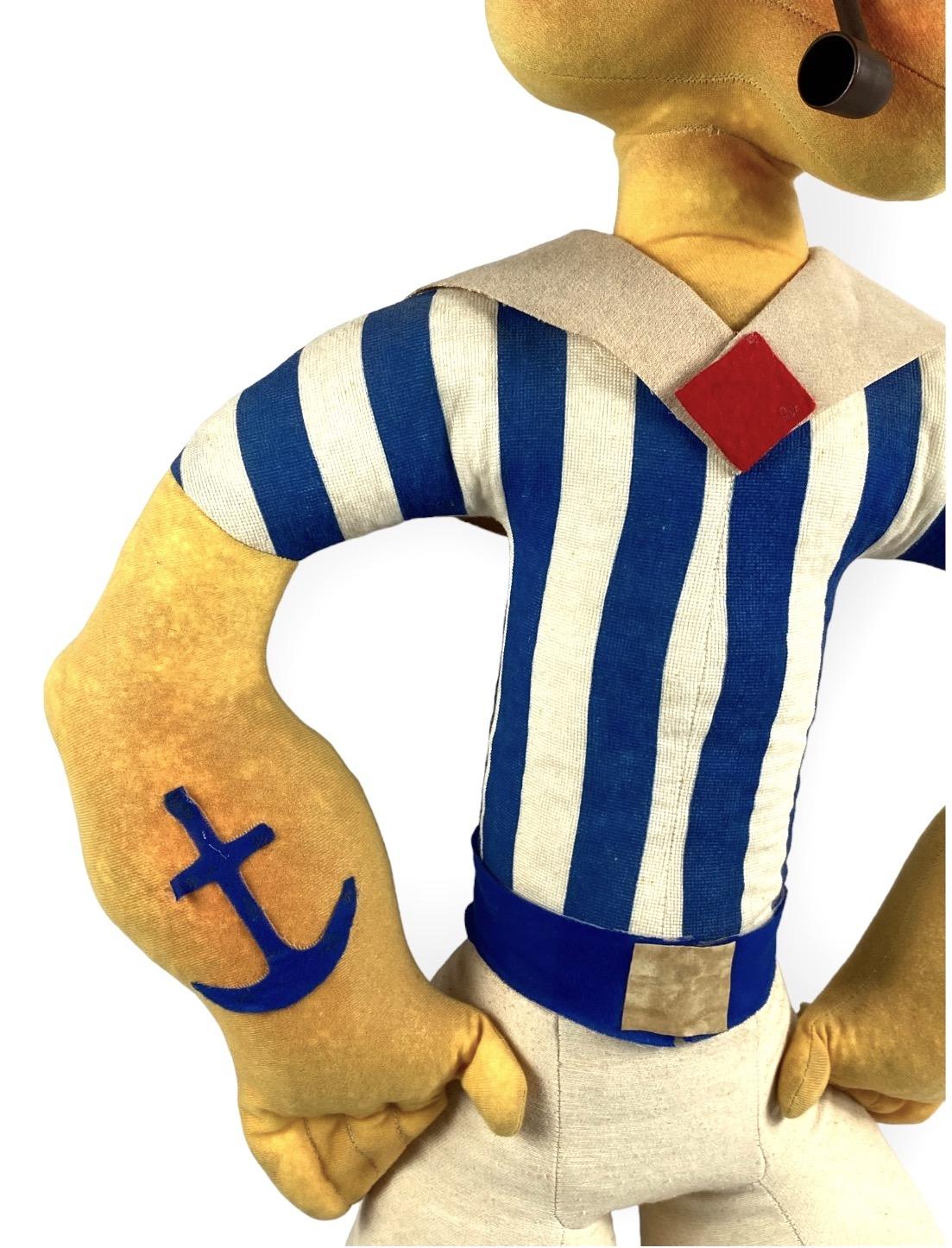 Poupée de chiffon Popeye en tissu rare, années 1950 en vente 2
