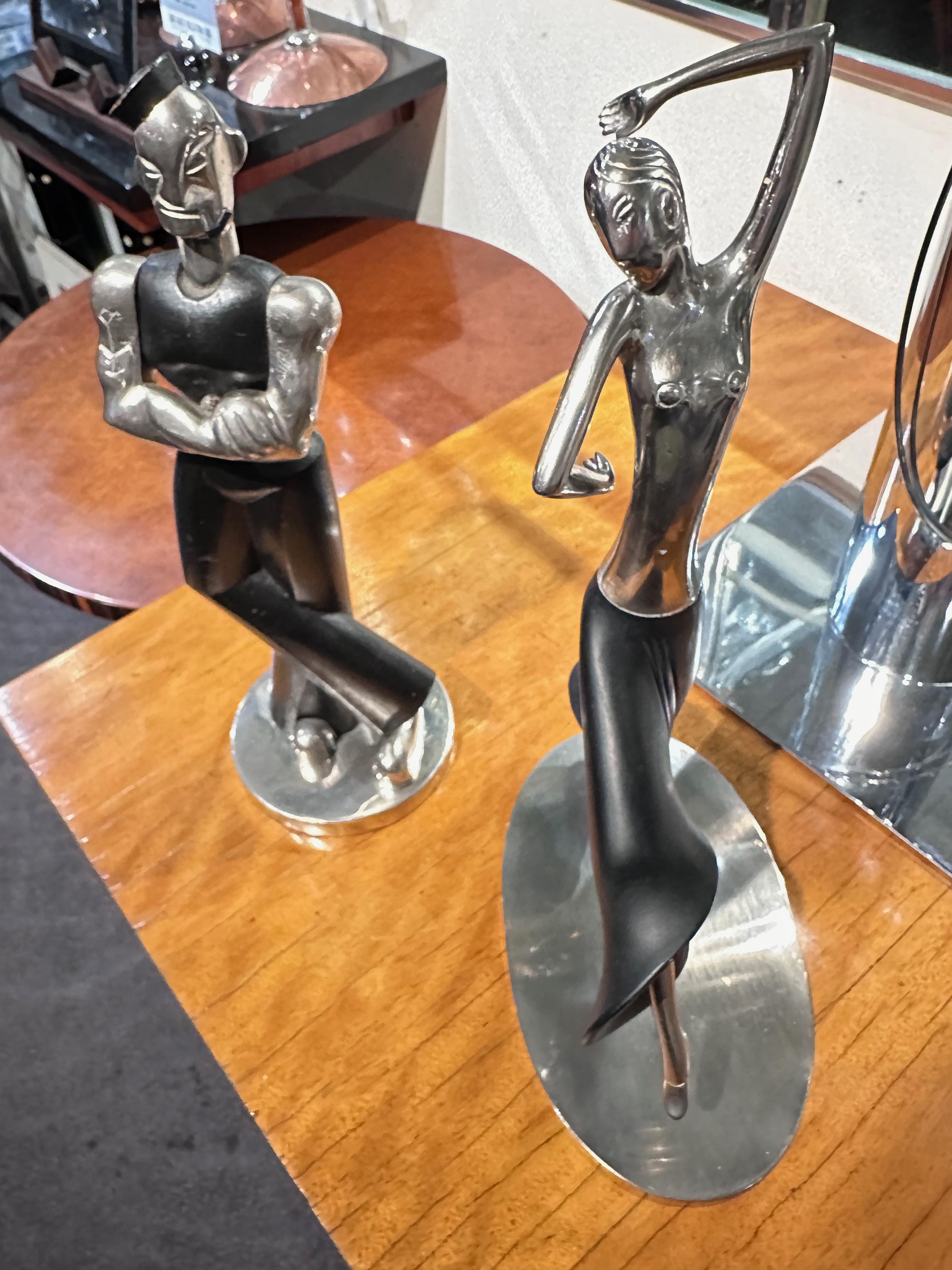 Popeye Sailor European Sculpture Ebony and Metal Art Deco Hagenauer For Sale 6