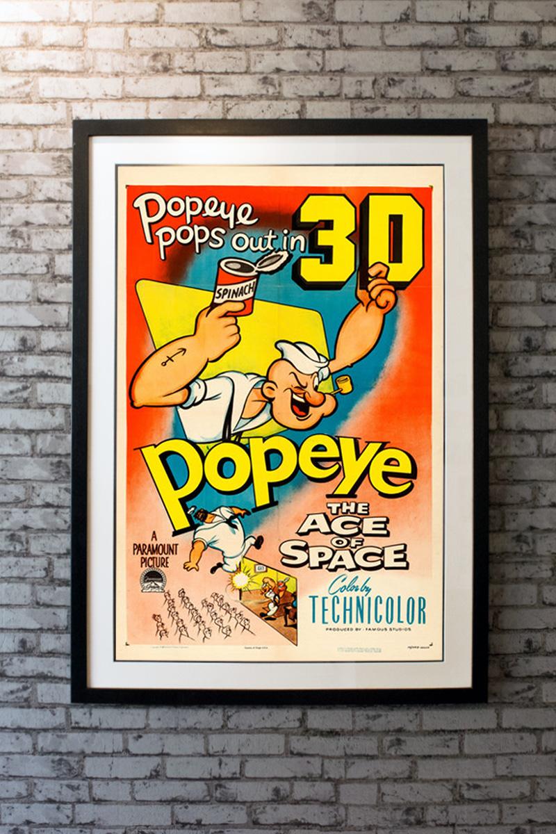 Few animated films came out in 3-D, but it was a popular attraction in the early 1950s, and this Popeye tale, his only one in 3-D, was a big hit for Paramount. Popeye is abducted by aliens and experimented on, surviving only with the aid of his