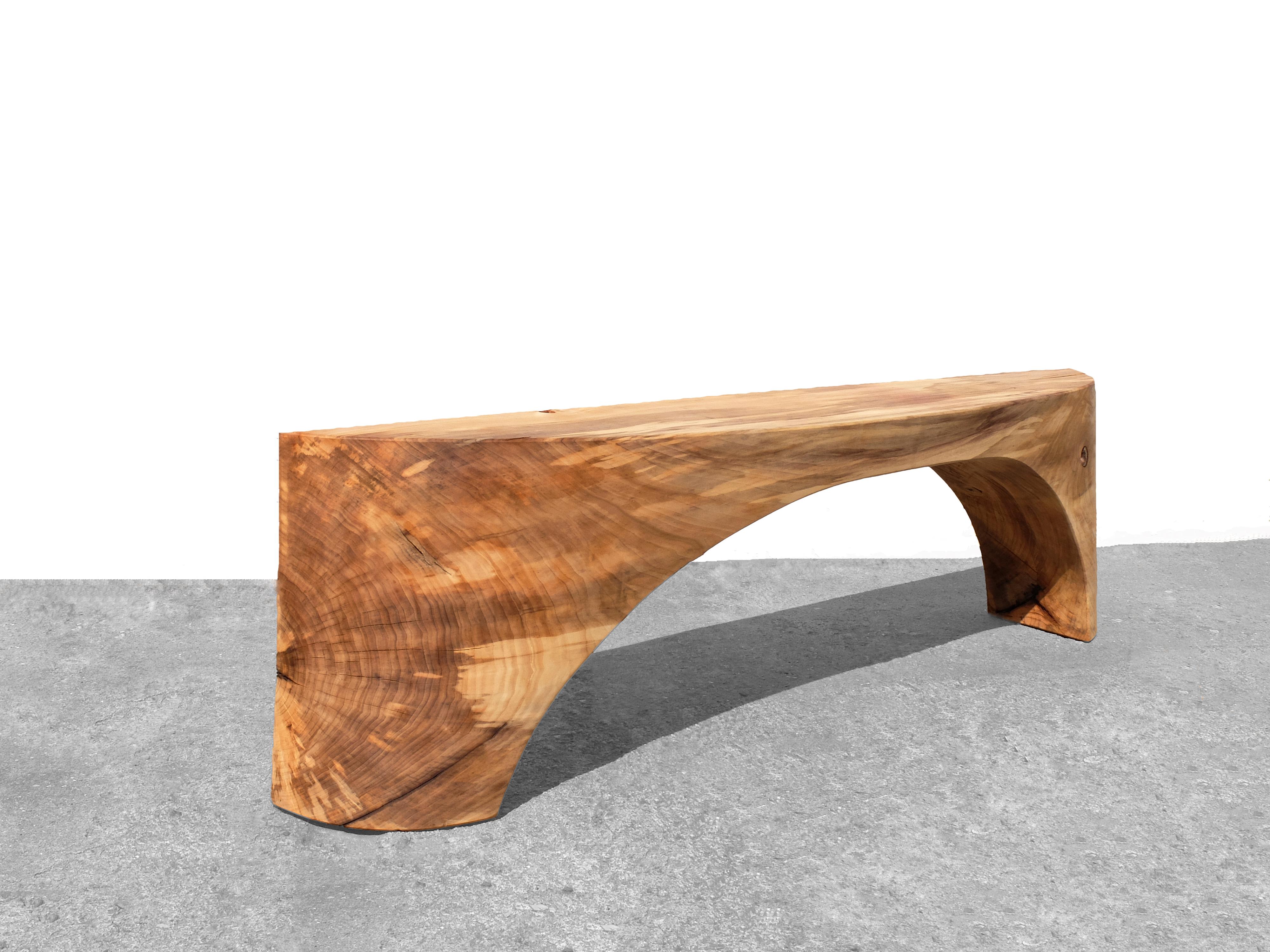 Unique Poplar bench sculpted by Jörg Pietschmann
Materials: Polished poplar, oil finish
Dimensions: H 59 x W 207 x D 33 cm

In Pietschmann’s sculptures, trees that for centuries were part of a landscape and founded in primordial forces tell stories