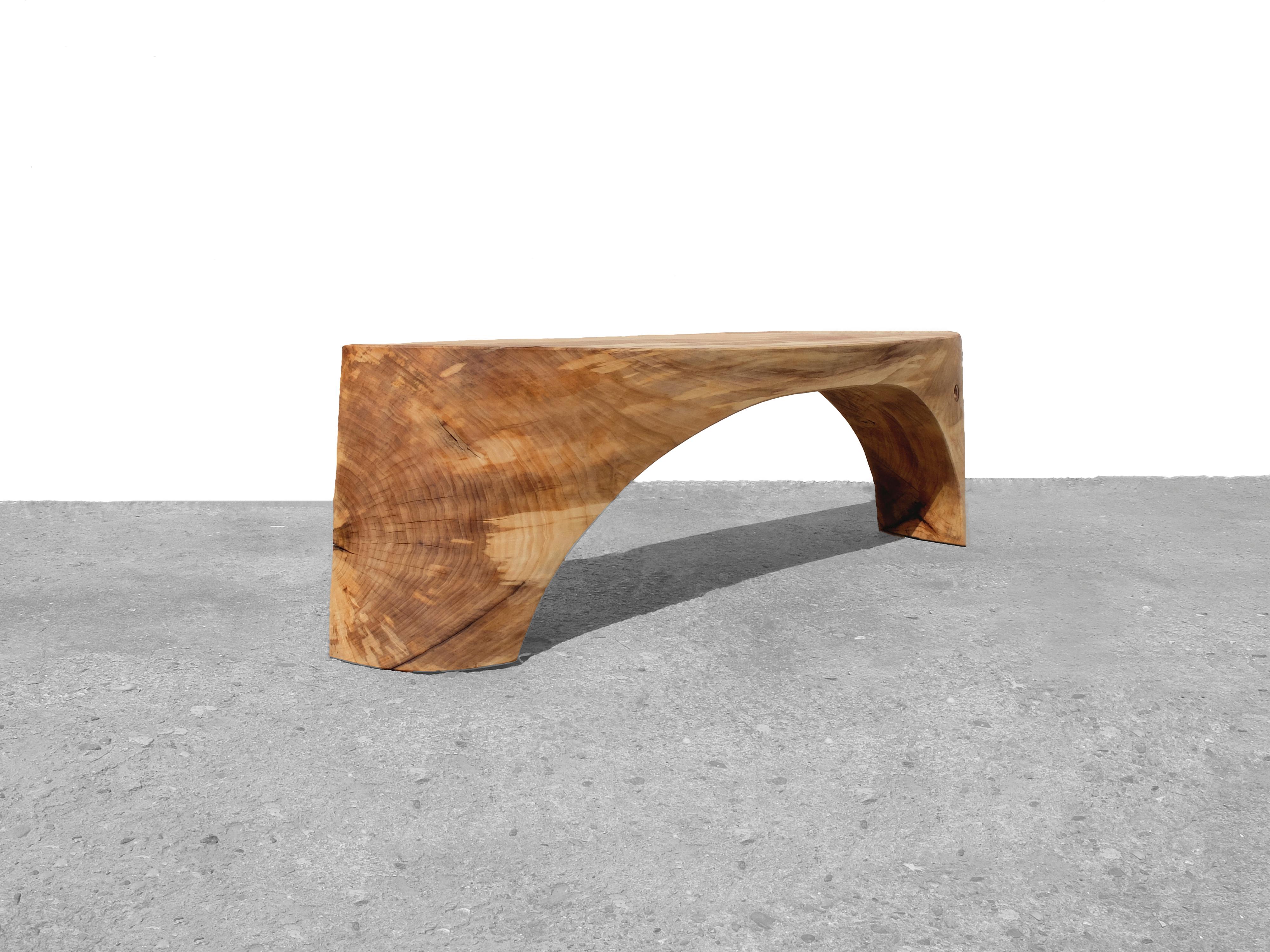 Organic Modern Unique Poplar Bench Sculpted by Jörg Pietschmann