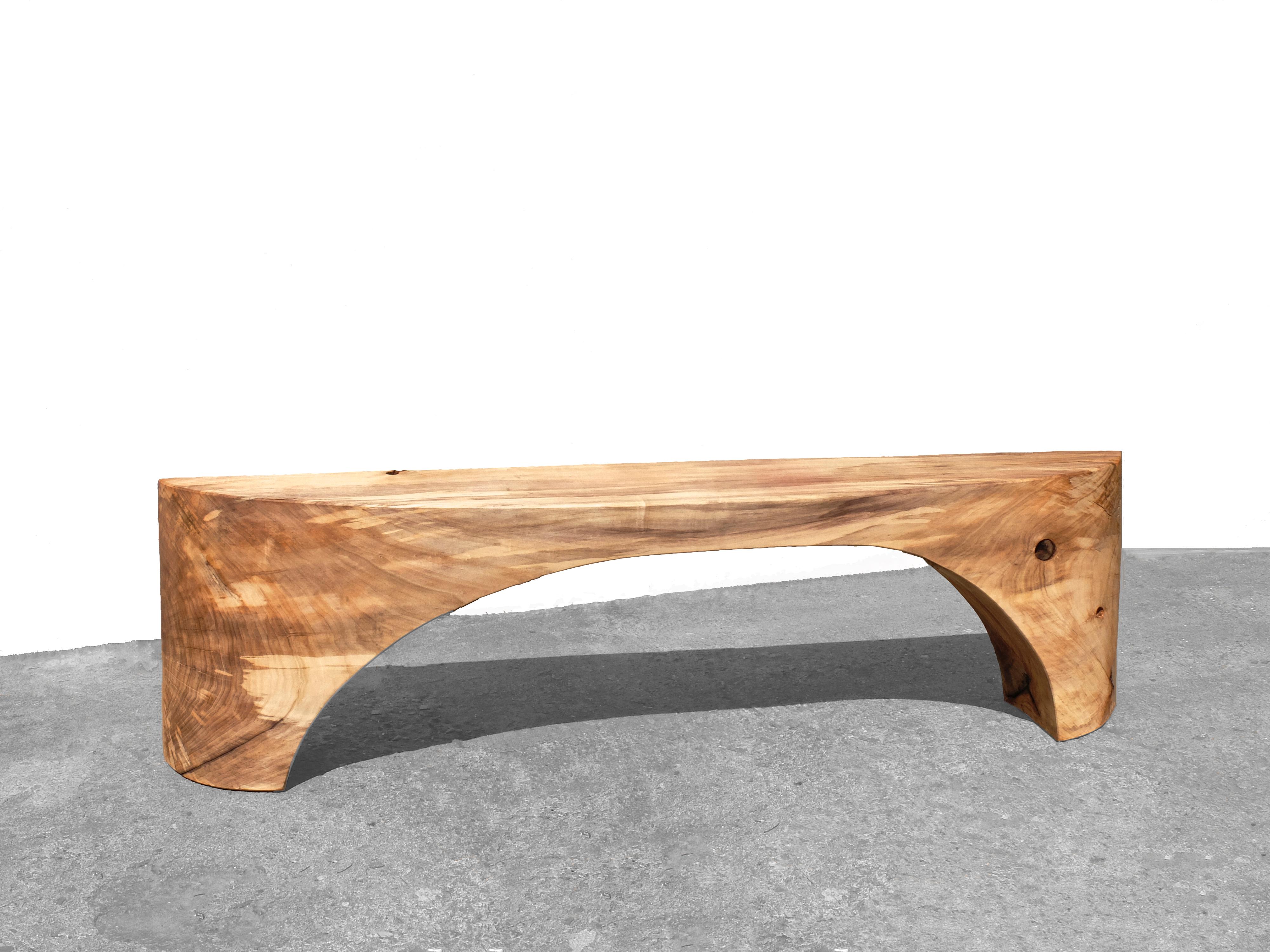 Polished Unique Poplar Bench Sculpted by Jörg Pietschmann