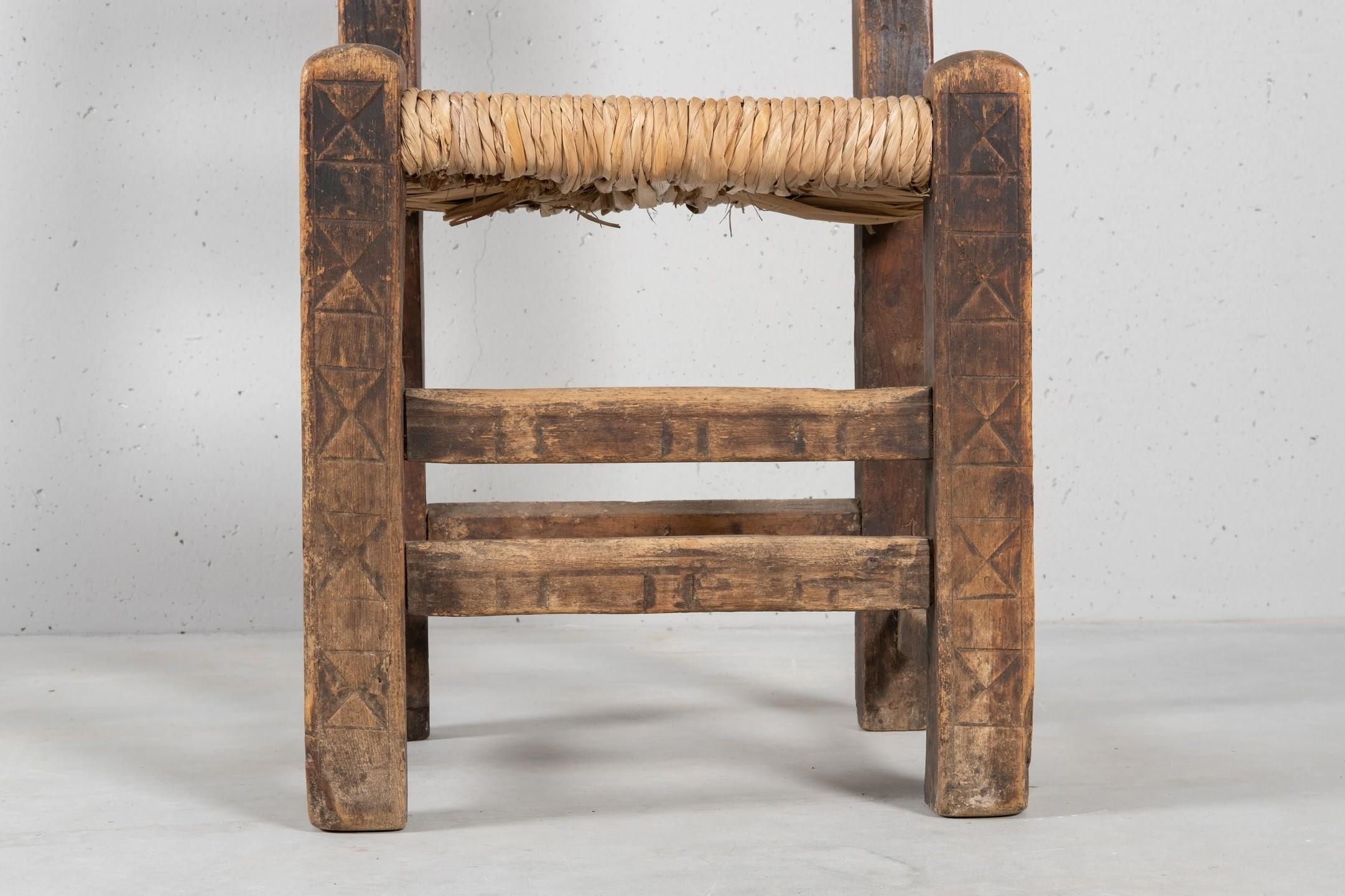 Poplar Straw-Bottom Chair, East Europe, Early 1800 For Sale 3