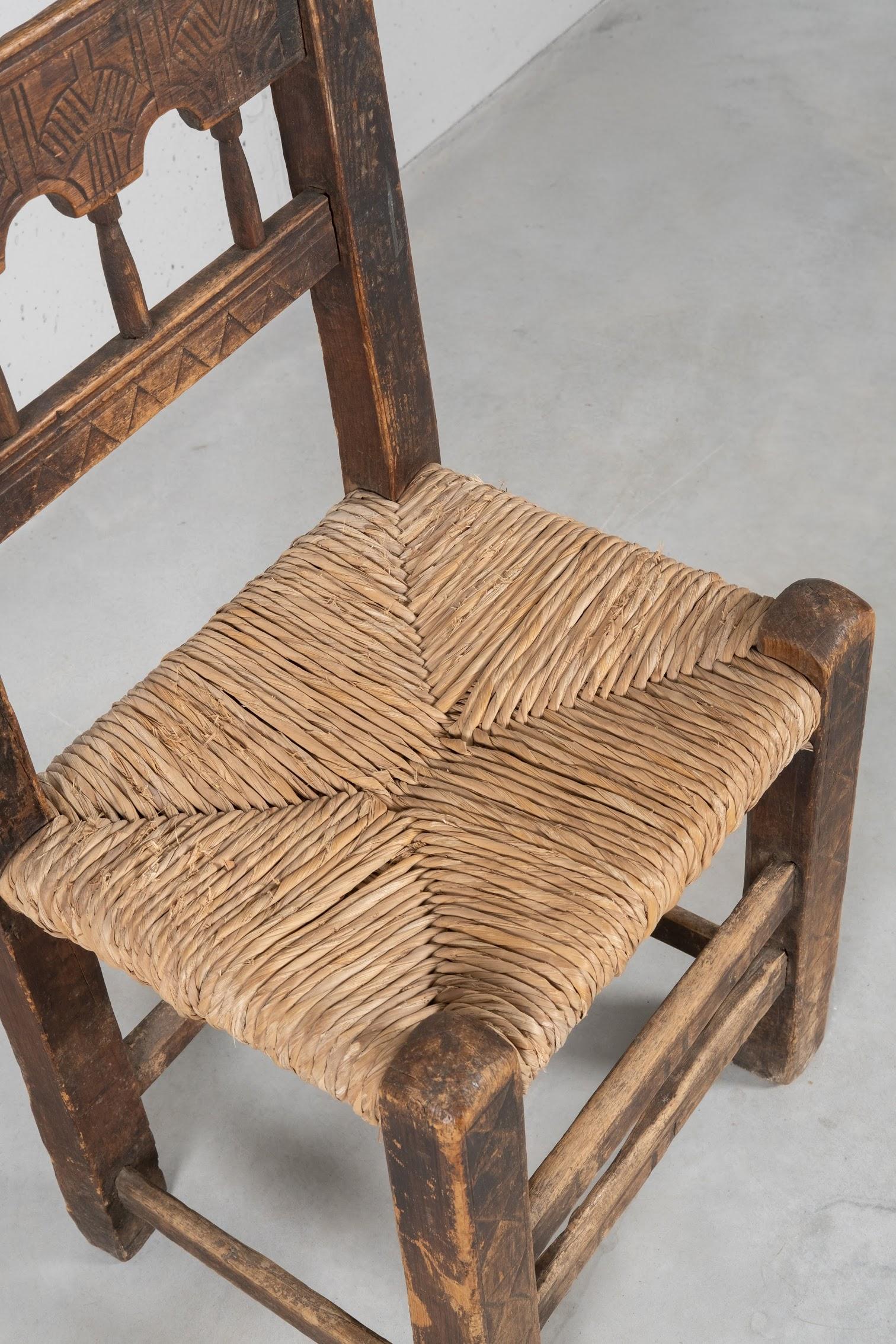 Poplar Straw-Bottom Chair, East Europe, Early 1800 For Sale 1