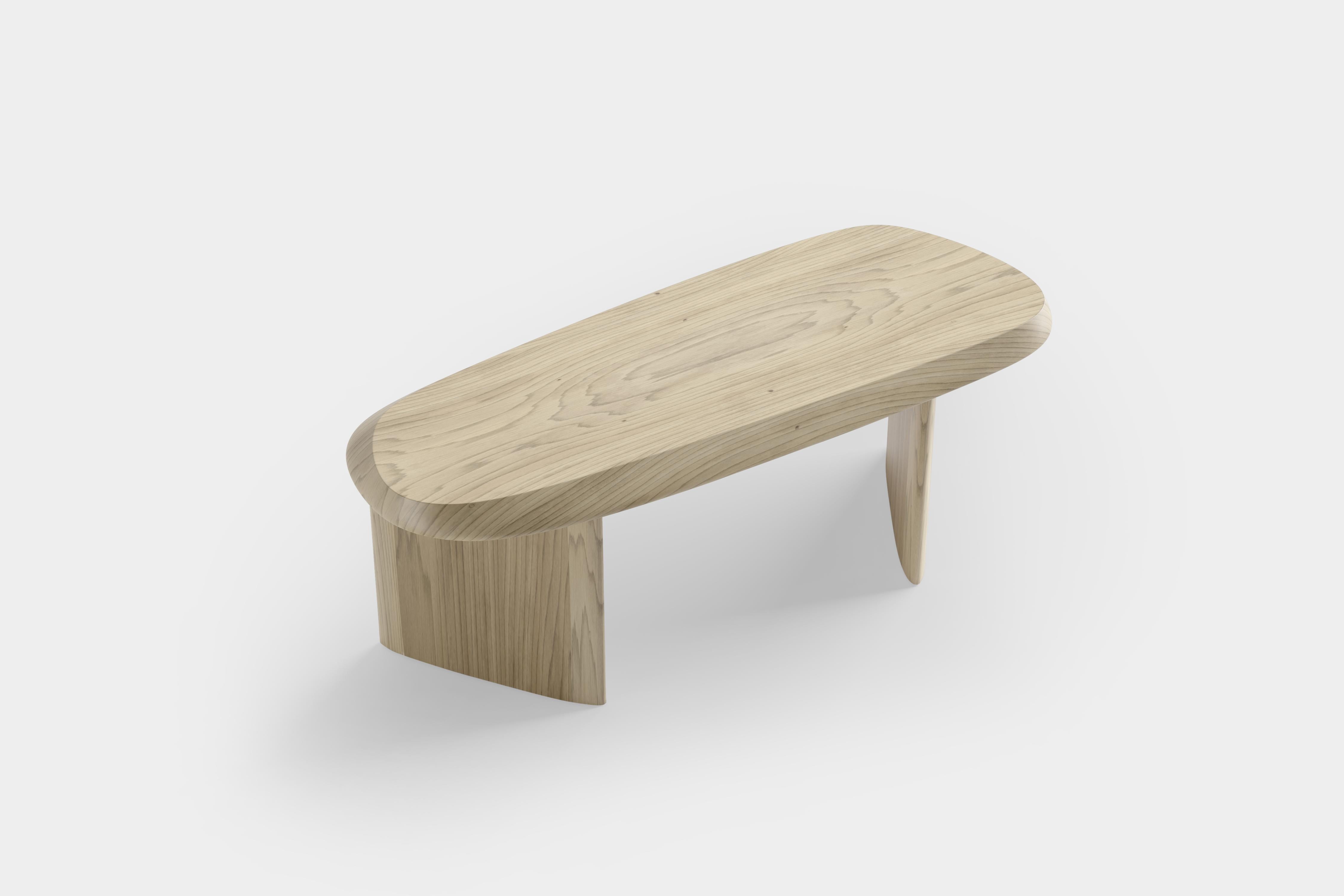 Duna Bench in Solid Poplar Wood, Stool by Joel Escalona For Sale 3