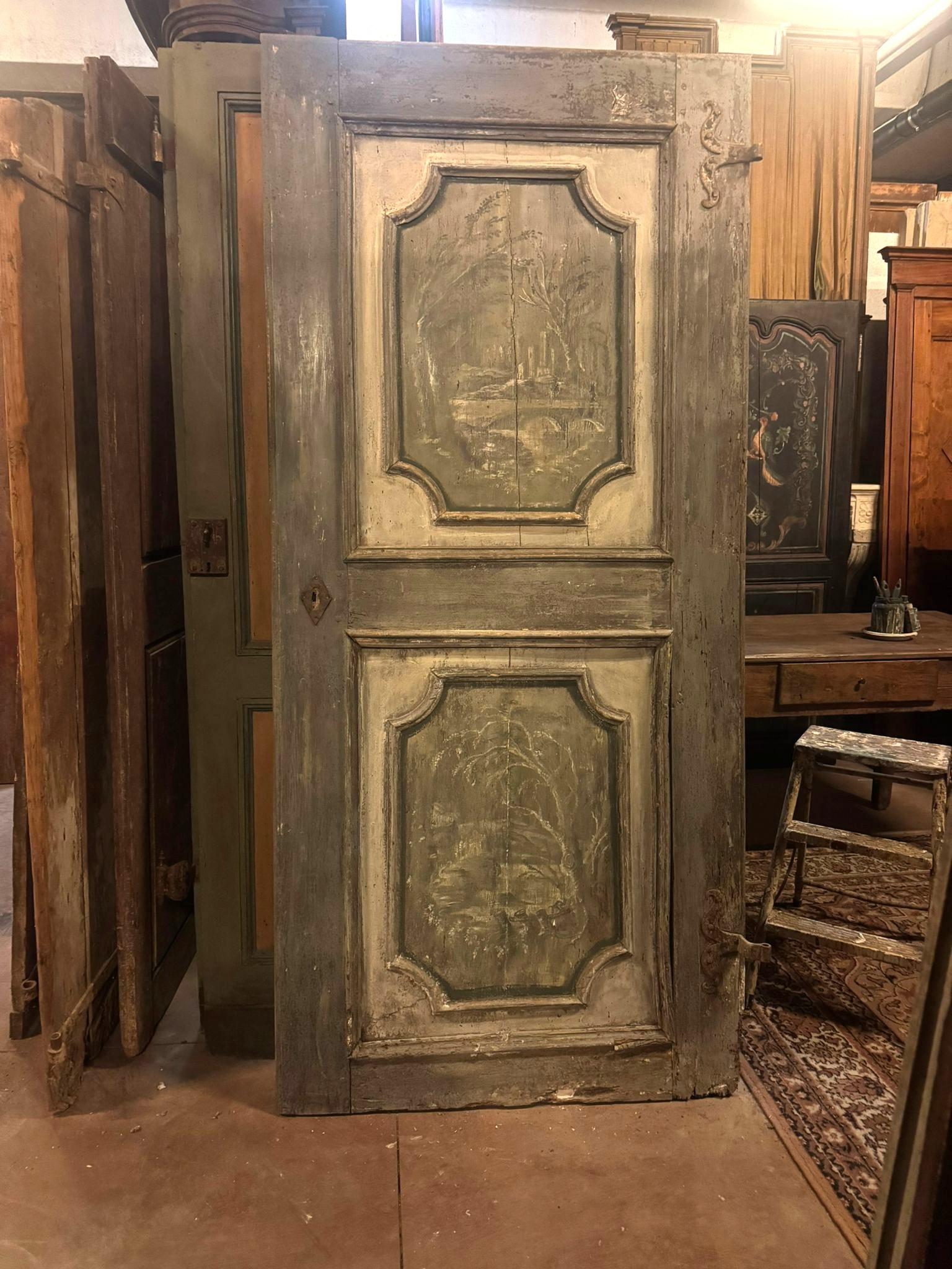 Puerta de madera de álamo lacada y pintada, gris polvoriento, Italia Álamo en venta