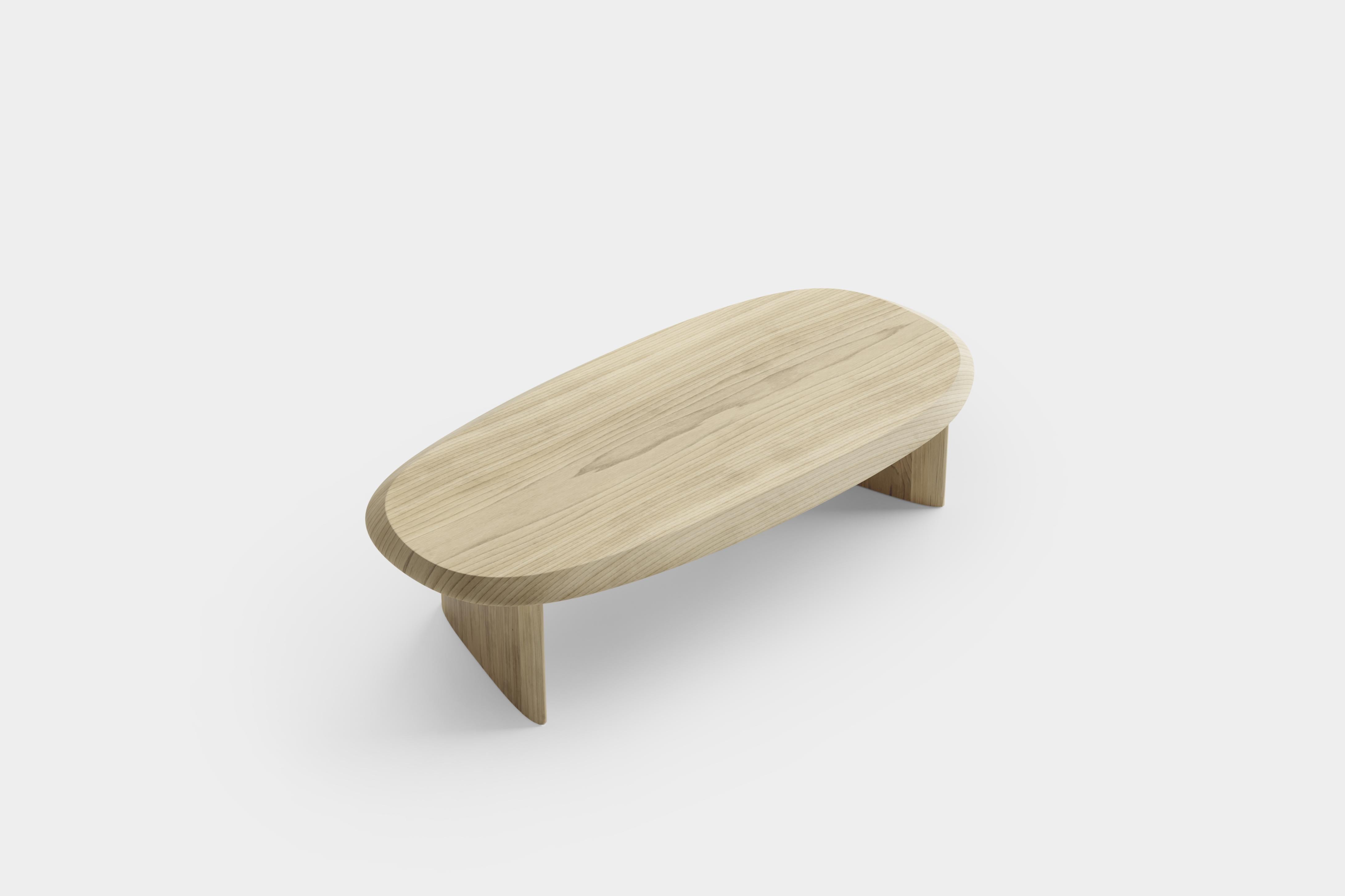 Contemporary Duna Rectangular Coffee Table in Solid Poplar Wood Coffee Table by Joel Escalona For Sale