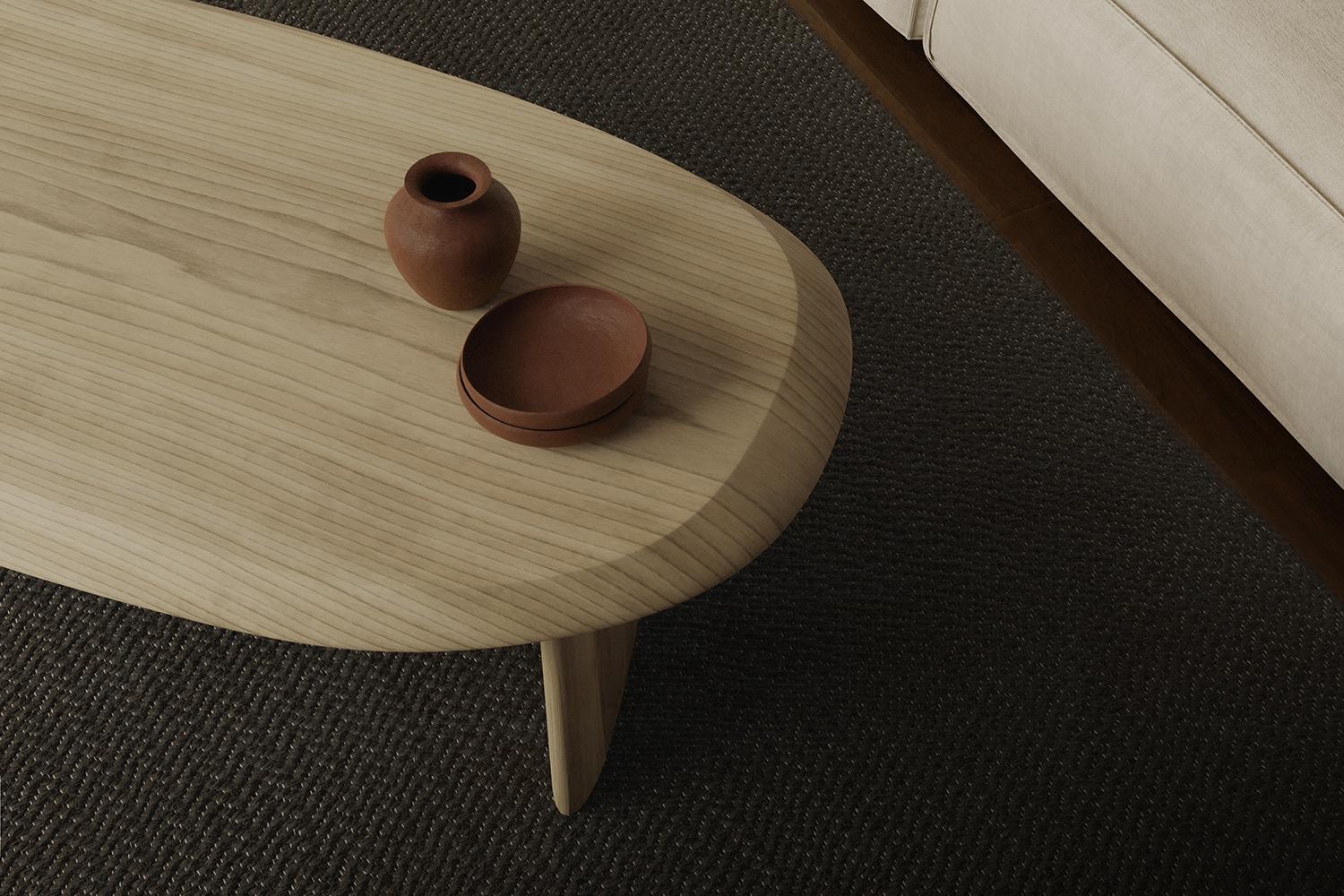 Duna Rectangular Coffee Table in Solid Poplar Wood Coffee Table by Joel Escalona (Moderne) im Angebot
