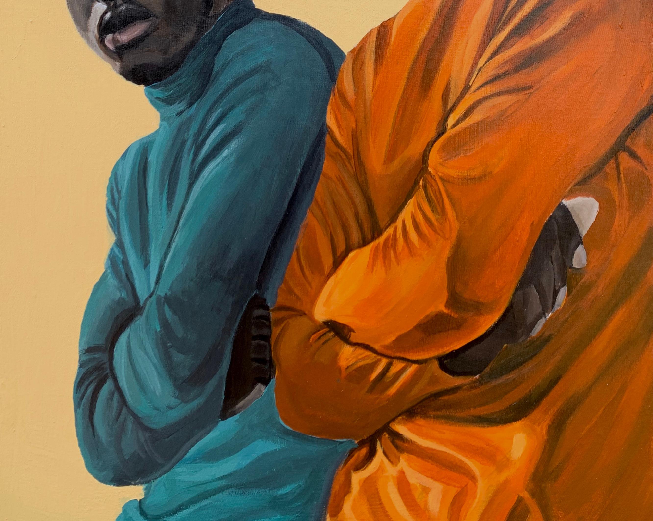 Frío Exterior 1 - Siglo XXI, Contemporáneo, Retrato Figurativo, Hombre, Invierno - Painting Expresionista de Popoola Victor