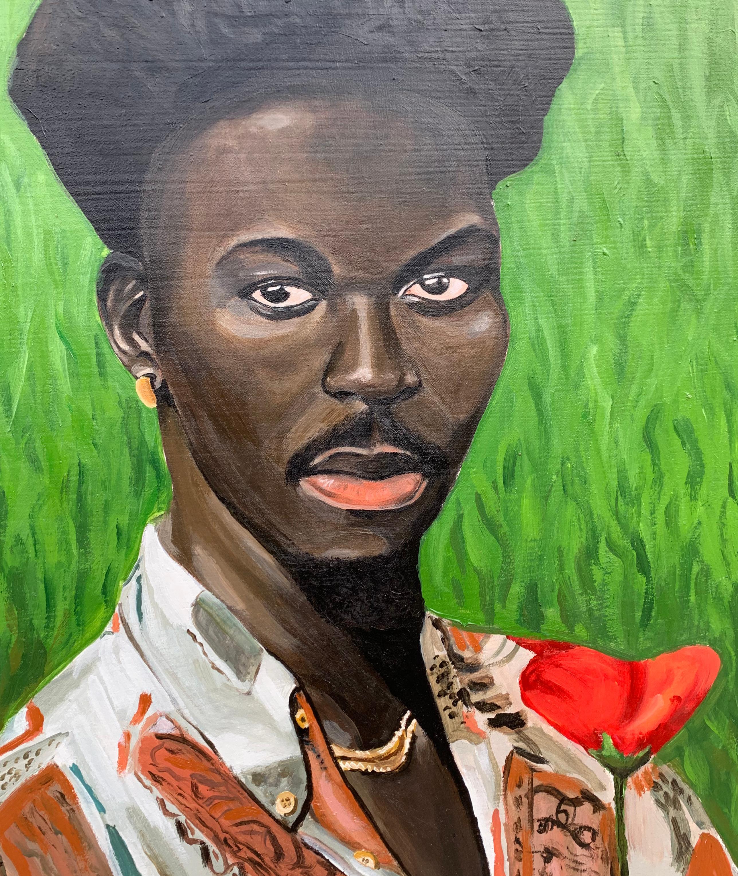 La vita è oltre il sogno dell'uomo 1 - 21° secolo, Contemporaneo, Ritratto figurativo - Portrait Painting Grigio di Popoola Victor