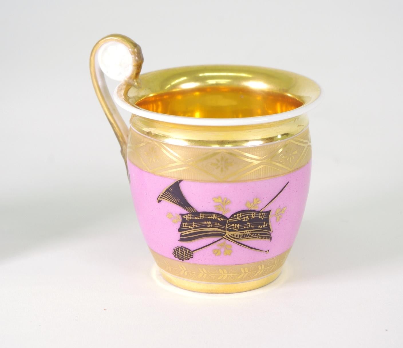 Neoclassical Popov Cup and Saucer, circa 1820 For Sale